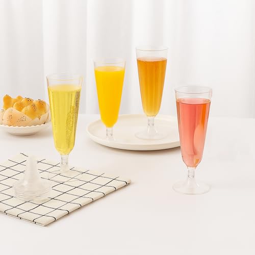 100 Pack Clear Plastic Champagne Flutes, 5 Oz Disposable Champagne Glasses, Unbreakable Acrylic Mimosa Glasses Wedding Coc...