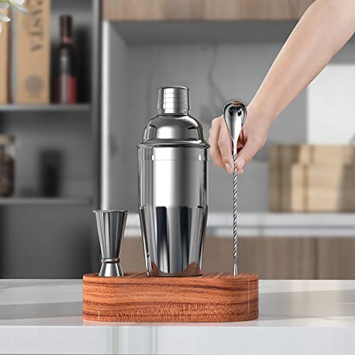 LUCKYGOOBO Cocktail Shaker Set,24 oz Martini Shaker,Bartender Kit with Stand,Stainless Steel Martini Mixer Built-in Strain...