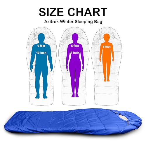 Azitrek 0 Degree Camping Sleeping Bags Mummy for Adults Youth | XXL Big and Tall 3-4 Season Warm and Cool Winter Cold Weat...
