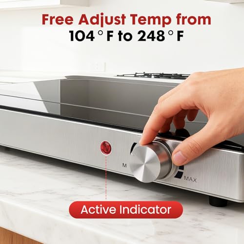 OLIXIS Warming Trays for Buffets Party, Electric Warming Tray with Adjustable Temperature Control, Large 25" x 15" Full Glass-Top Food Warmer for Party Buffet, Wedding, Holiday and Home Dining, Black
