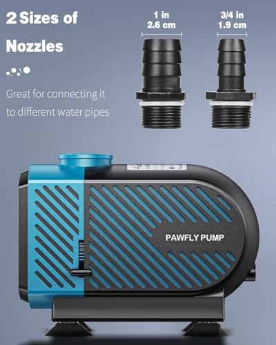 Pawfly 800 GPH Aquarium Submersible Water Pump (3000L/H, 45W) Ultra Quiet Water Fountain Pump with 8.2 ft. Lift Height Adj...