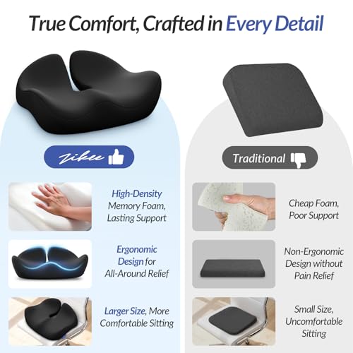 ZIKEE Pioneering Seat Cushion for Pressure Relief, Ergonomic Office Chair Cushion for Sciatica, Back, Hemorrhoids & Tailbo...