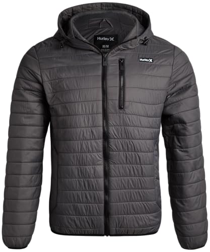 Hurley Mens Puffer Jacket - Lightweight Packable Insulated Winter Coat for Men - Weather Resistant Quilted Outdoor Jacket