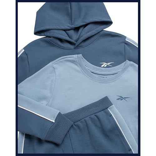 Reebok Boys' Active Shorts Set - 3 Piece Performance Mesh Hoodie Sweatshirt, Gym Shorts, and T-Shirt - Activewear Set (8-12)