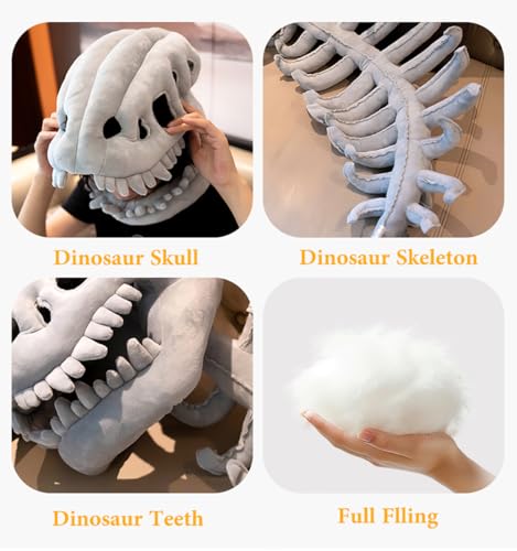 JingDan Wearable Dinosaur Skeleton Spinosaurus Plush Dino Outfit,3D Dinosaur Skeleton Capes Plush Skulls,Halloween Costume...