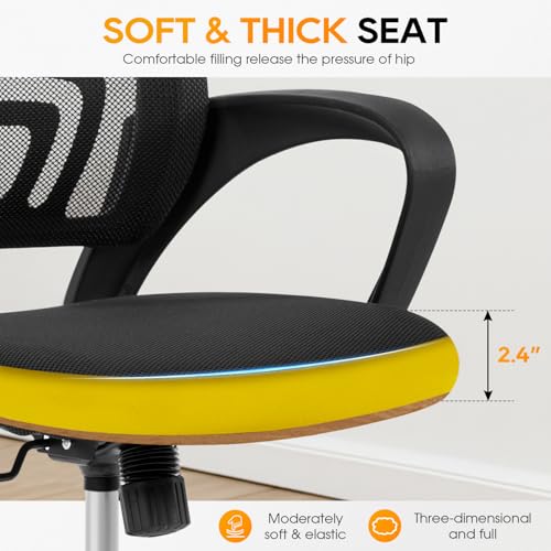 BestOffice | Ergonomic Office Chair | Mid-Back Swivel Desk Chair | Breathable Backrest & Lumbar Support | Adjustable Heigh...