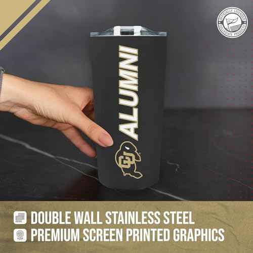 Campus Colors Collegiate Stainless Steel Travel Tumbler for Alumni - 18 oz - Double Walled Insulated Drinkware (Colorado Buffaloes - Black)