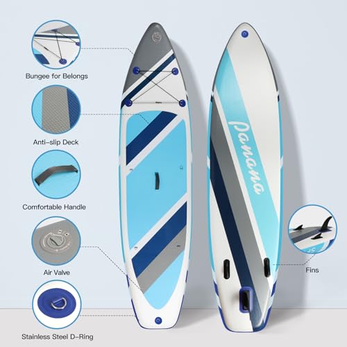 Panana Inflatable Stand Up Paddle Board, 10'x31 x6 SUP with Premium Paddle Board Accessories Kit, Anti-Slip EVA Deck for A...