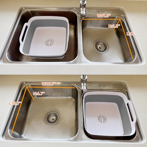 GIMWA Collapsible Wash Basin for Baby Bottles - 2.4 Gallons Portable Wash Bin for RV Camping Sink, Space-Saving Dish Tub (...