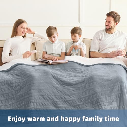 Heated Electric Blanket Queen Size - 84" x 90" Heating Blanket with Dual Control, 10 Heating Levels & 8 Hours Auto Off, So...