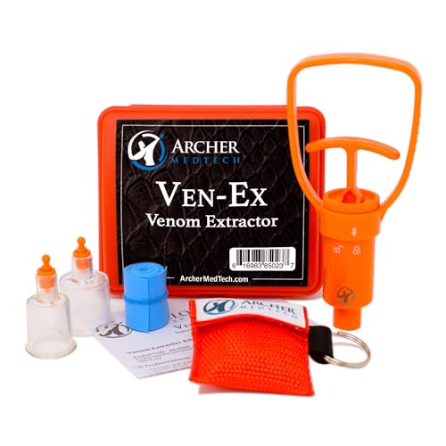 Archer MedTech Ven-Ex Snake Bite & Bee Sting Kit – Portable Venom Extractor Pump with Tourniquet, One-Hand Operation, Bonu...
