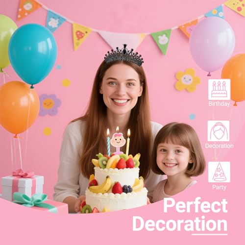 Papoopy Birthday Tiara and Crown with Sash, Birthday Tiara for Women Party (Black)