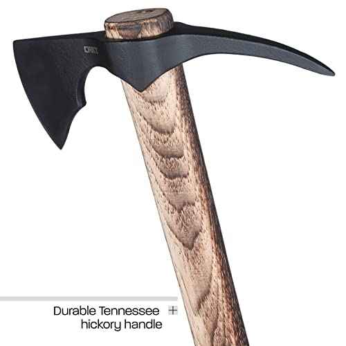 CRKT ODR Axe: Outdoor Survival T-Hawk, 1055 Carbon Steel Axe Head with Spike, Tennessee Hickory Handle 2753