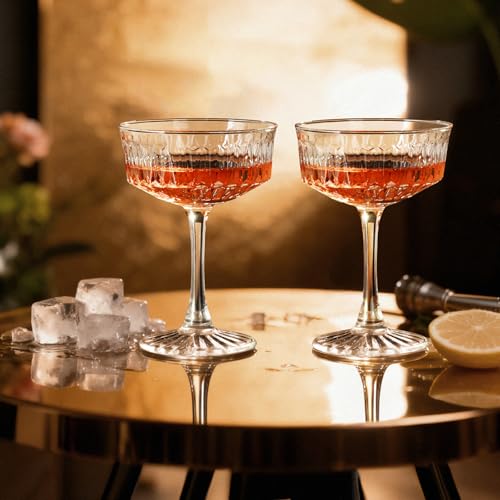VIMERPA Coupe Glasses, Martini Glasses Set of 4, Vintage Champagne Coupe Glasses, 8oz Large Martini Glass, Crystal Retro S...