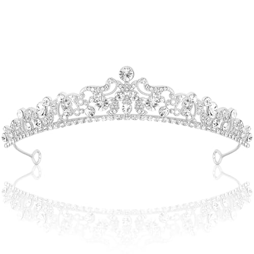 TOBATOBA Silver Tiara Silver Crown for Women Girls Crystal Princess Tiara Wedding Tiaras for Bride, Quinceanera Crown 15 a...