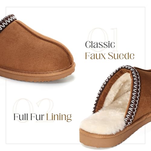 OOW Fuzzy Slippers for Women Cozy House Shoes Winter Warm Memory Foam Slipper for Indoor and Outdoor Faux Fur Mules Cute F...