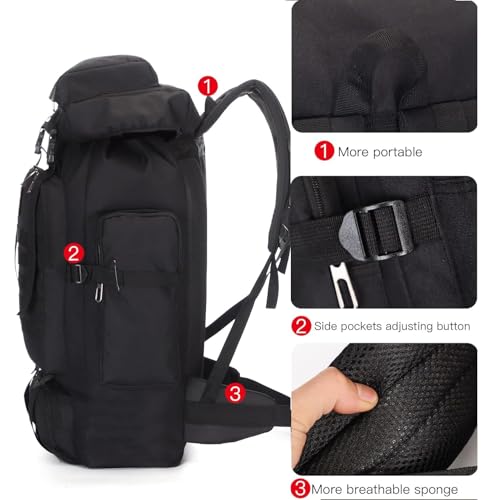 100L Hiking Backpack Men Large Waterproof Camping Backpack Lightweight Packable Backpacking Backpack Daypack Military Ruck...