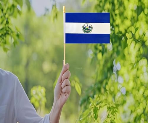 10 Pack El Salvador Flags -SLV Handheld Flag- 5x8 in,Salvadorean Mini Flag. Suitable For Party Decorations, Store Display...
