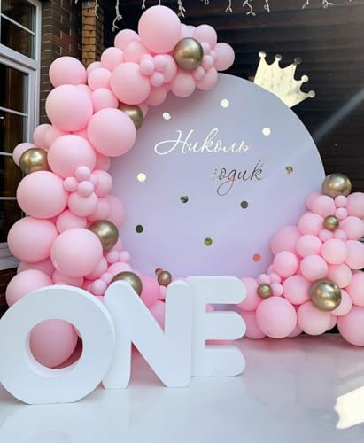 CVPARTYON Light Pink Balloons 125 Pcs Pink Different Sizes of 18 12 10 5 Inch Pastel Baby Pale Pink Balloon Arch Kit Garla...