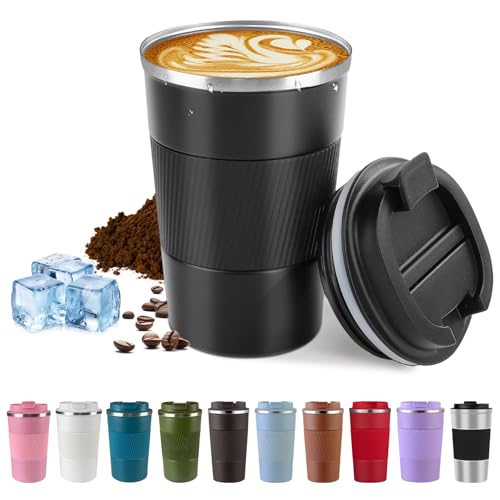 SPLMIFA Vacuum-Insulated Stainless Steel Travel Coffee Mug, Leak-Proof Reusable Coffee Cup with Lid - Keep Hot & Cold Drin...