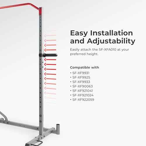 Sunny Health & Fitness Power Cage Squat Rack Upgrade Attachments, Dip Bar, Plate Bar Holder, Belt Squat, J Hook, Lat, Adapter, U Ring, Pull Up Bar, Landmine, Captain's Chair, Tricep Rope For Home Gym