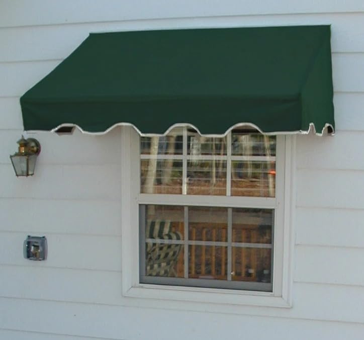 Easyawn Door and Window Sunbrella Canvas Awning / 5 Colors + 3 Sizes/Classic Awning / (Green 4 feet Wide)