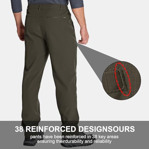Jessie Kidden Mens Waterproof Hiking Pants Outdoor Snow Ski Fishing Fleece Lined Insulated Winter Pants