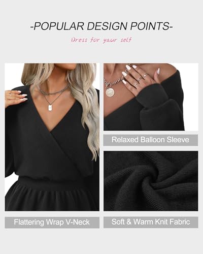 Lotusmile Womens Dressy Knit Peplum Sweater Long Sleeve Fall Wrap V Neck Pullover Tops