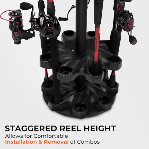 KastKing V16 Fishing Rod Rack With Rotating Base- Fishing Pole Rack Holds Up to 16 Fishing Rods or Combos, Lightweight and...