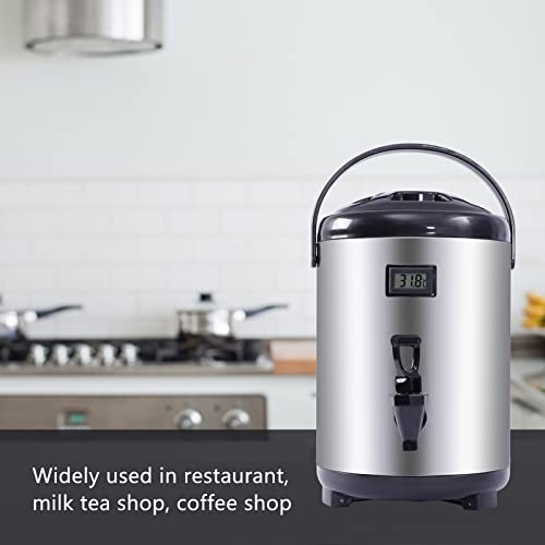Stainless Steel Insulated Beverage Dispenser, 1.7Gal Thermal Carafe with Spigot for Hot Coffee & Cold Juice, 12-Hour Heat ...