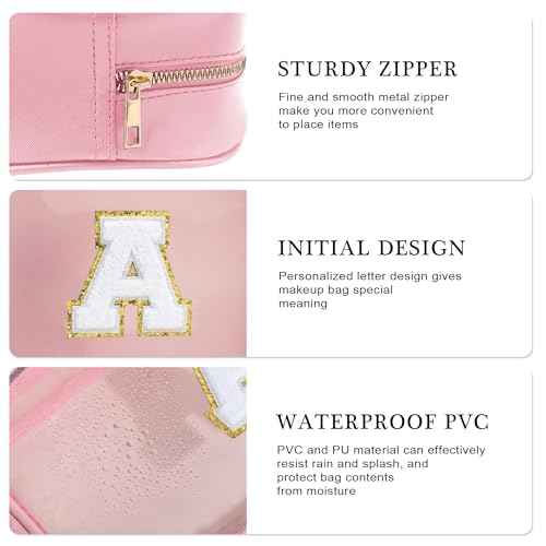YOOLIFE Graduation Teacher Gifts Initial Clear Makeup Bag Birthday Gift Travel Toiletry Preppy Cosmetic Bags Birthday Gift for Girls Kids Travel Essentials Clear Toiletry Bag A