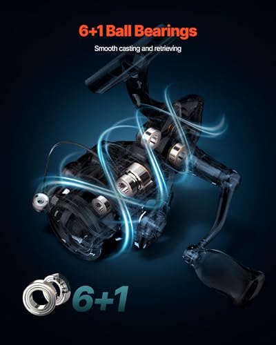 VEVOR Rod and Fishing Reel Combo, IM6/7 Carbon Fiber Spinning Rod and Reel Combo, Bass Fishing Pole with 6.5 ft Two-Piece ...
