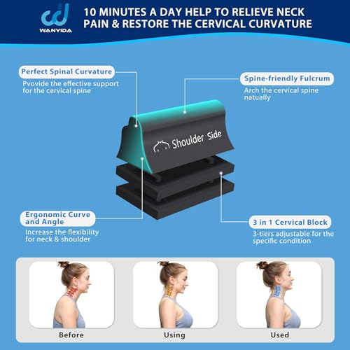 WANYIDA Neck and Shoulder Relaxer, Neck Stretcher Chiropractic Pillows for Pain Relief, Cervical Traction Device for Cervi...