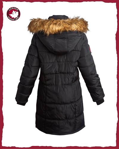 CANADA WEATHER GEAR Womens Long Puffer Coat - Heavyweight Wind Water Resistant Faux Fur Hood Parka Winter Jackets for Women