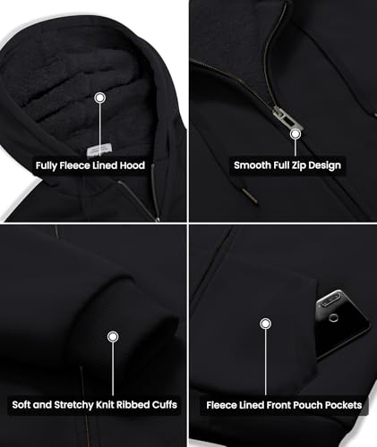 GEEK LIGHTING Hoodies for Men Heavyweight Fleece Sweatshirt - Full Zip Up Thick Sherpa Lined