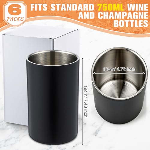Potchen 6 Pack Wine Chiller Bucket Wine Bottles Cooler Bulk, Stainless Steel Double Wall Insulated Champagne Ice Bucket fo...
