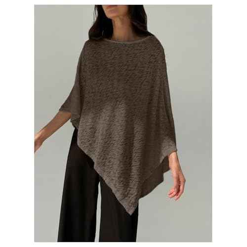 MakeMeChic Ponchos for Women Sheer Poncho Sweater Shawl Wraps Coverup