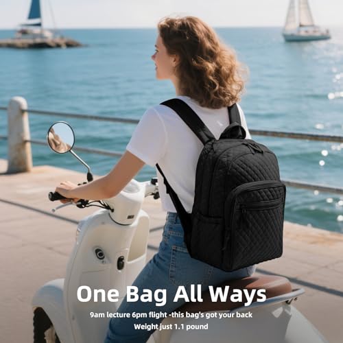 RosaRubus Backpack for Women,College Backpack,Quilted Casual Daypack,Waterproof Bookbag for 17Inch Laptop