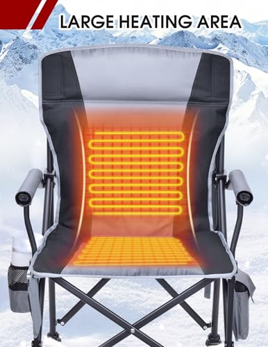 Docusvect Heated Camping Chair for Adults, Heats Back and Seat, 3 Heat Levels, Fully Padded Heated Folding Chair for Outdo...