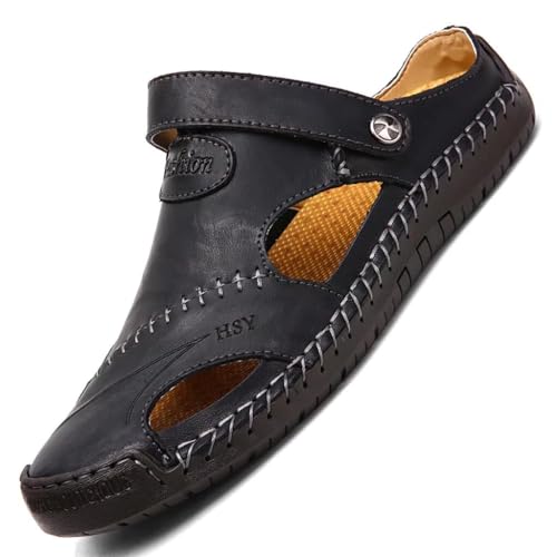 NANXIN&LOVE Mens Casual Leather Sandals Summer Beach Slipper Mens Comfort Outdoor Shoes Fashion Lightweight Trail Water Sa...