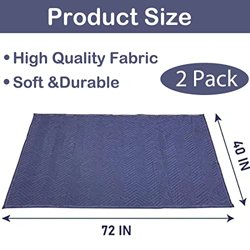 PONGHEI 2 Moving Blankets 40"x 72" Heavy Duty Packing Blankets for Moving Shipping Thick Furniture Wrapping for Moving Sup...