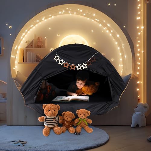 CRAWLBO Bed Tent for Kid Twin Size Bed Canopy,Sensory Breathable Privacy Space Sleeping Drafty Room Dream Tents Indoor Pla...