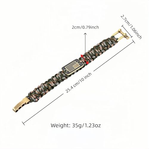 Patriotic Paracord Survival Bracelet for Men - Bronze US Flag Pendant Tactical Gear with Multi-Tool Functions, Adjustable ...