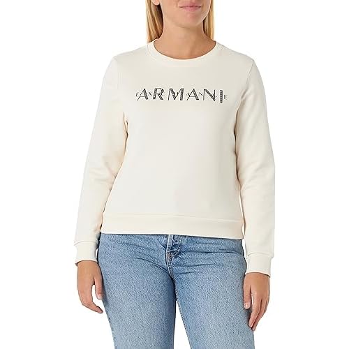 A£üX ARMANI EXCHANGE Women's French Terry Armani Studded Logo Pullover Sweatshirt