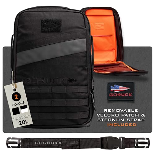 GORUCK Rucker 4.0 20L Black - Purpose Built Rucking Backpack, Military Weight Training Rucksack w/Ruck Plate Pocket and Ex...