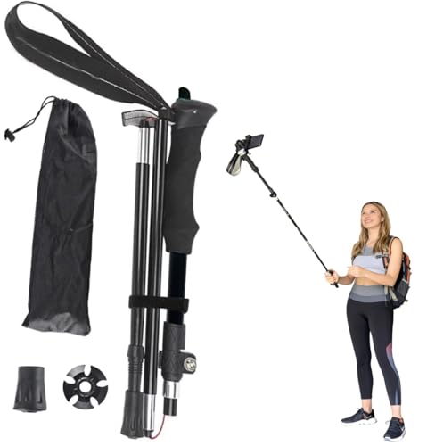 QIYUANCHUANG Trekking Pole as Selfie Stick for All Terrain-Hiking Poles for Women&Men, Lightweight Aircraft-Grade Aluminu...
