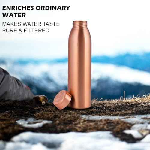 NORMAN JR, Copper Water Bottle 1L - Gift Box of 3, Plain 2, Hammered 1, an Ayurvedic vessel made of pure copper - helps you drink more water with many health benefits