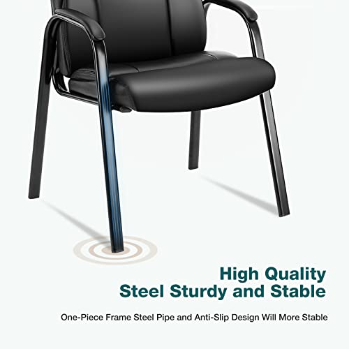 OLIXIS Waiting Room Chairs Set of 4, Leather Office Desk Reception Guest Stationary Side Chair with Padded Arms for Home C...