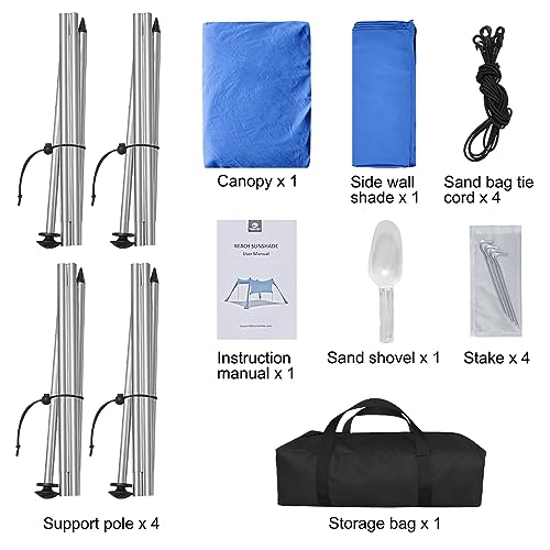 Beach Canopy Tent Shade with Sidewalls 10x10FT, 6.6FT Tall, UPF50+ Sun Shelter, Windproof & Water Resistant, Includes Guyl...