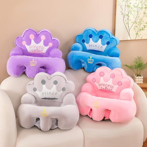 Crown Baby Floor Seat Cute Baby Support Sofa Sit Up Chair for Learning to Sit, Toddler Sitting Chair (Gray, 40cm*55cm)
